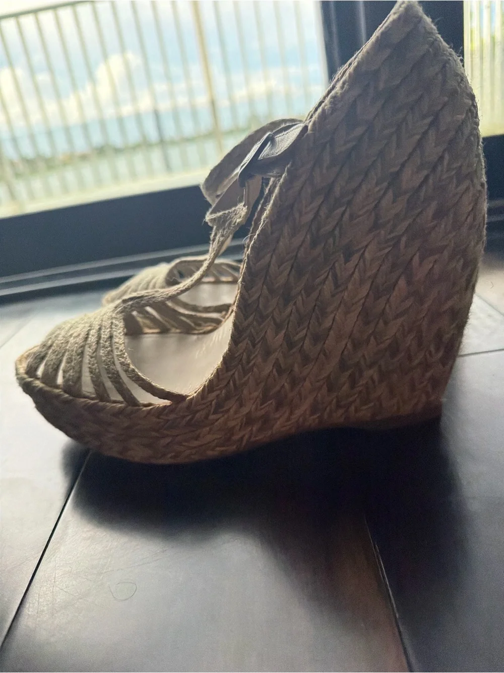 BCBGMaxAzria Natural Braided Espadrille Wedge Sandals